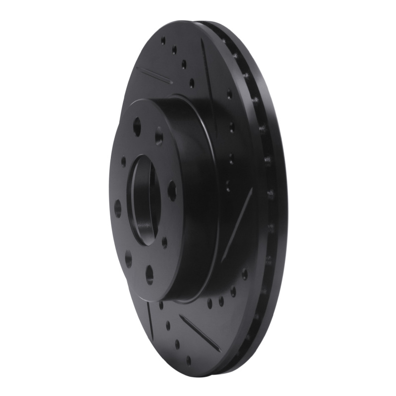 Honda Civic Brake Rotor (1) - Front Right - R1 Concepts - Drilled & Slotted - Black - `90-`00